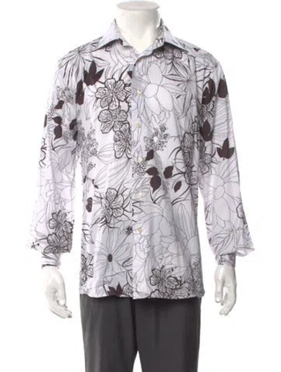 Pre-owned Etro Floral Print Long Sleeve Shirt In White