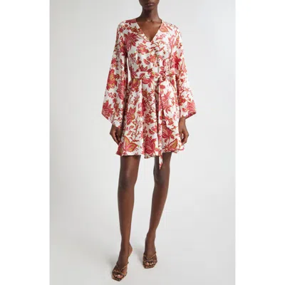 Etro Floral Print Long Sleeve Silk Dress In Multi