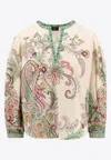 Etro Multicolor Blouse With V-neck And All-over Floral Print In Cotton Woman In Multicolor