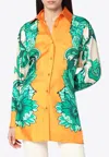 Etro Printed Collared Shirt With Cuffed Long Sleeves In Multicolor
