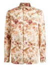 Etro Cotton Shirt With All-over Floral Print In Neutral