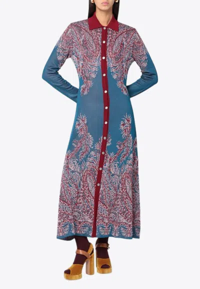 Etro Floral Print Maxi Cardigan Shirt Dress In Multi