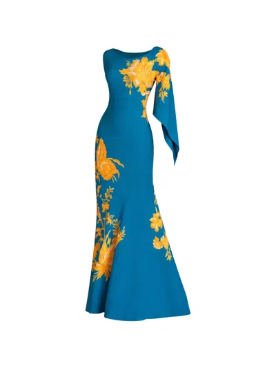 Etro Floral-print Maxi Dress In Blue