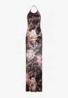 Etro Floral Crushed Velvet Backless Gown In Multicolor
