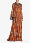 Etro Floral Print Maxi Dress In Orange
