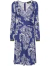 Etro Floral-print Multicolored Midi Dress In Blue