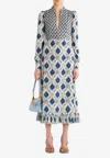 Etro Midi Geometric Dress Print Multicolored In Multicolor