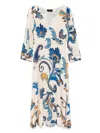Etro Floral Pattern V-neckline Midi Length Dress In Nude