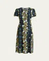 Etro Floral-print Midi Dress In Print On Black Base