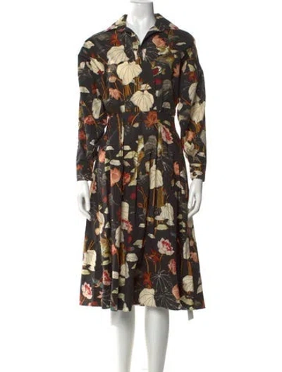 Pre-owned Etro Floral Print Midi Length Dress In Black
