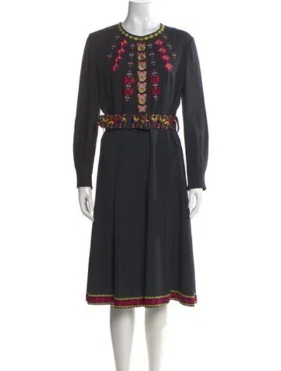 Pre-owned Etro Floral Print Midi Length Dress In Black