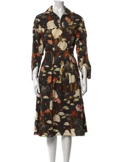 Pre-owned Etro Floral Print Midi Length Dress In Black