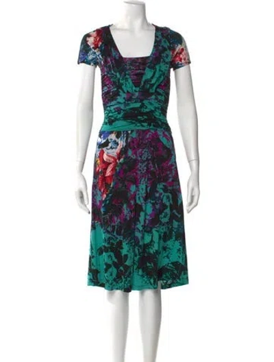 Pre-owned Etro Floral Print Midi Length Dress In Blue