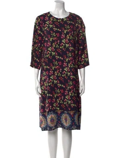 Pre-owned Etro Floral Print Midi Length Dress In Blue
