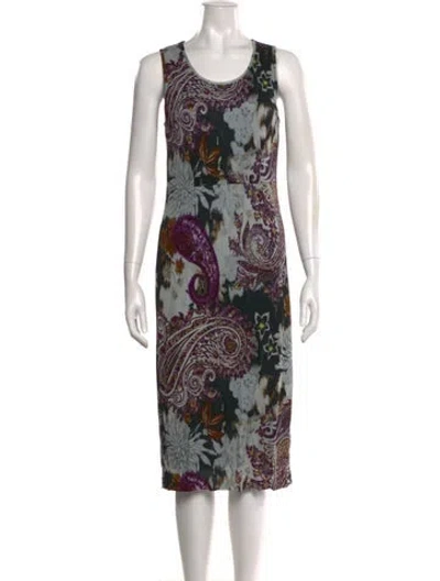 Pre-owned Etro Floral Print Midi Length Dress In Blue