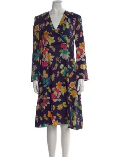 Pre-owned Etro Floral Print Midi Length Dress In Blue