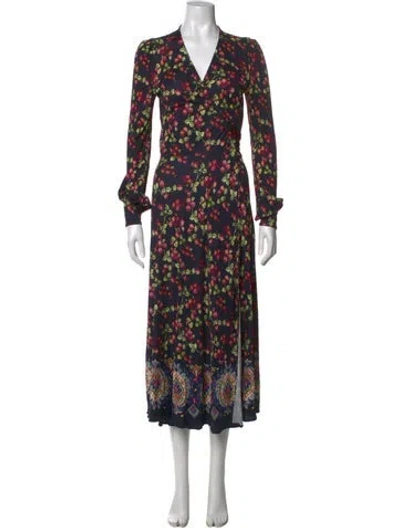 Pre-owned Etro Floral Print Midi Length Dress In Blue