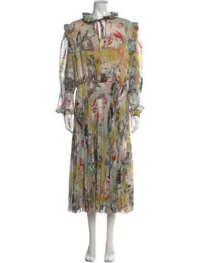 Pre-owned Etro Floral Print Midi Length Dress In Clear
