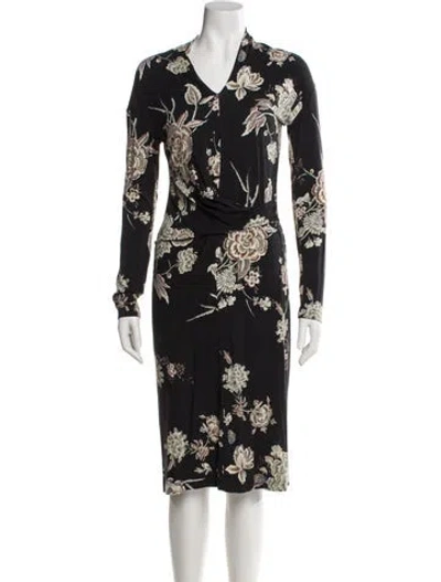 Pre-owned Etro Floral Print Midi Length Dress In Gray