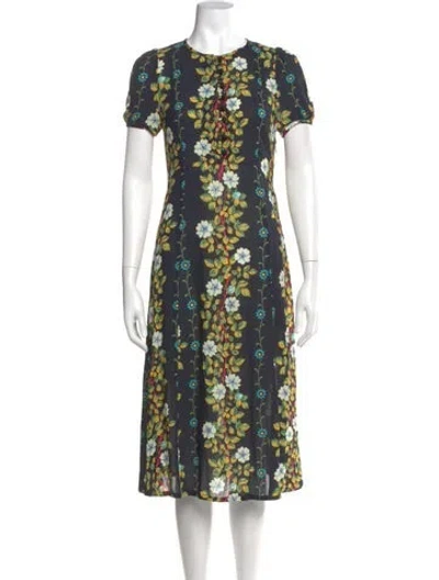 Pre-owned Etro Floral Print Midi Length Dress In Green