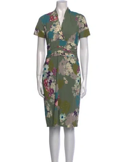 Pre-owned Etro Floral Print Midi Length Dress In Green