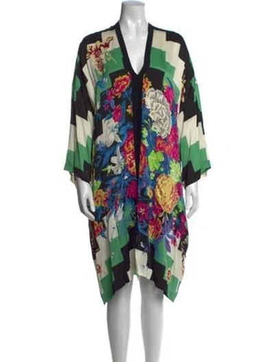 Pre-owned Etro Floral Print Midi Length Dress In Green