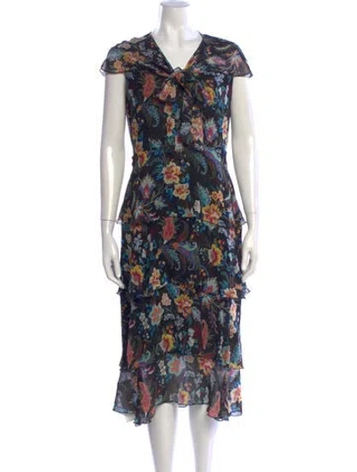 Pre-owned Etro Floral Print Midi Length Dress In Multi
