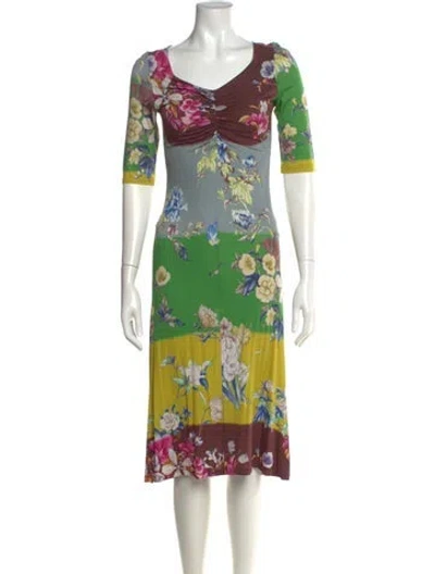 Pre-owned Etro Floral Print Midi Length Dress In Neutral