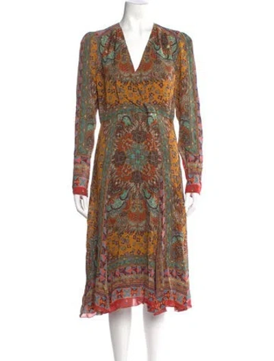 Pre-owned Etro Floral Print Midi Length Dress In Neutral