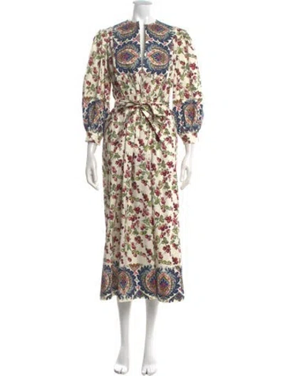 Pre-owned Etro Floral Print Midi Length Dress In Neutrals