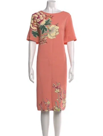 Pre-owned Etro Floral Print Midi Length Dress In Orange