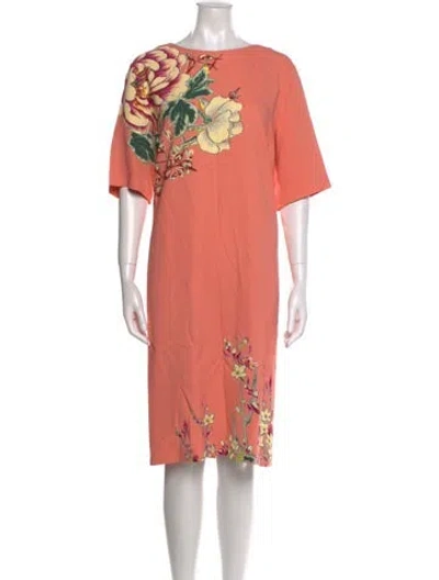 Pre-owned Etro Floral Print Midi Length Dress In Pink
