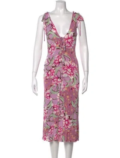 Pre-owned Etro Floral Print Midi Length Dress In Pink
