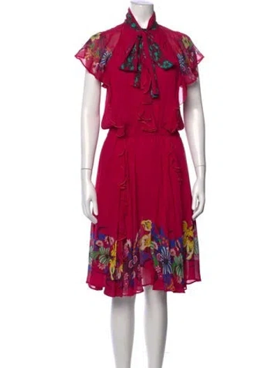 Pre-owned Etro Floral Print Midi Length Dress In Pink