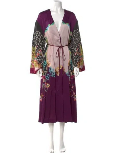 Pre-owned Etro Floral Print Midi Length Dress In Purple