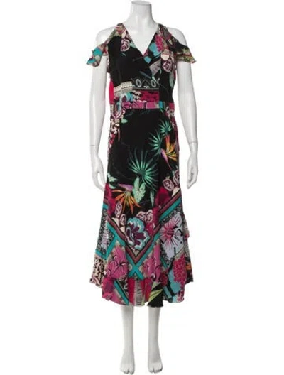 Pre-owned Etro Floral Print Midi Length Dress In Purple