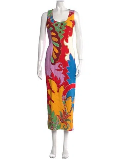 Pre-owned Etro Floral Print Midi Length Dress In Purple