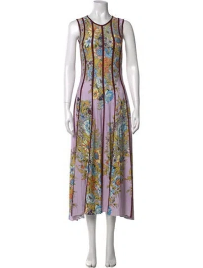 Pre-owned Etro Floral Print Midi Length Dress In Purple