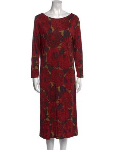 Pre-owned Etro Floral Print Midi Length Dress In Red