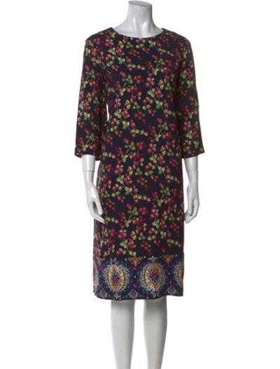 Pre-owned Etro Floral Print Midi Length Dress W/ Tags In Blue