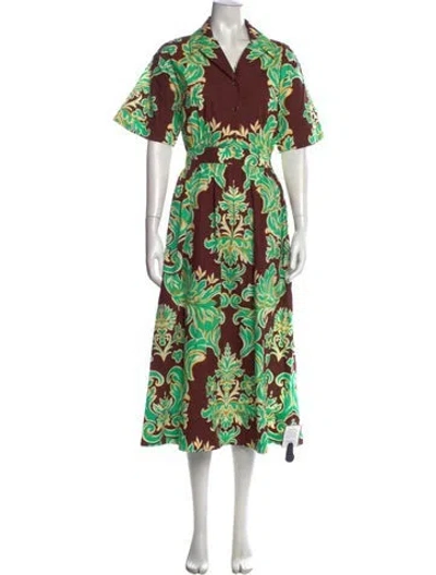 Pre-owned Etro Floral Print Midi Length Dress W/ Tags In Brown