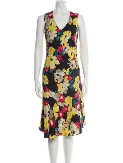 Pre-owned Etro Floral Print Midi Length Dress In Yellow