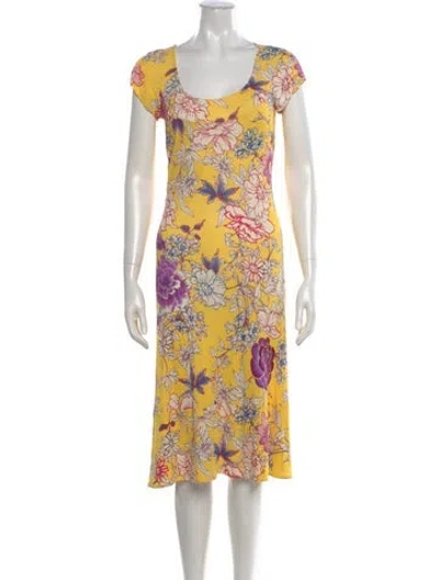 Pre-owned Etro Floral Print Midi Length Dress In Yellow