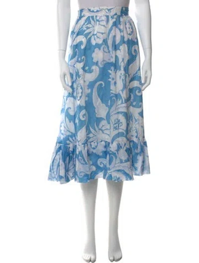 Pre-owned Etro Floral Print Midi Length Skirt In Blue