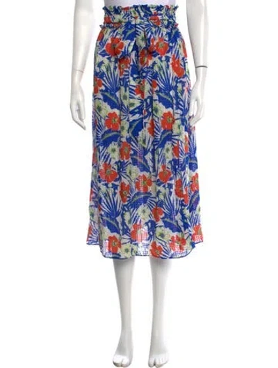 Pre-owned Etro Floral Print Midi Length Skirt In Blue