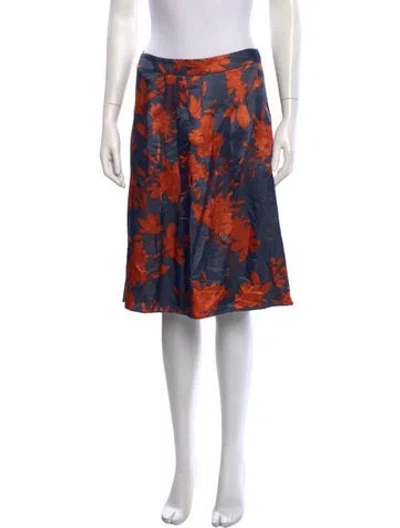 Pre-owned Etro Floral Print Midi Length Skirt In Blue