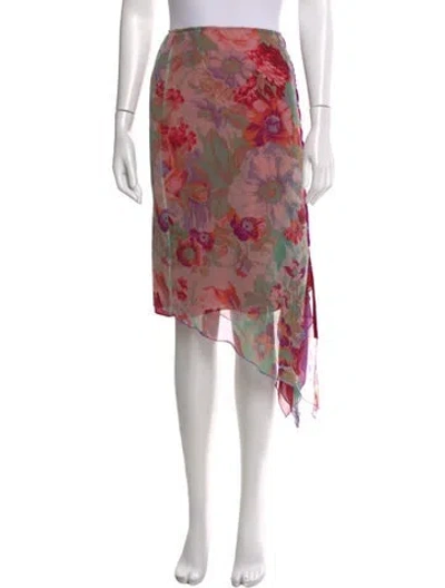 Pre-owned Etro Floral Print Midi Length Skirt In Green