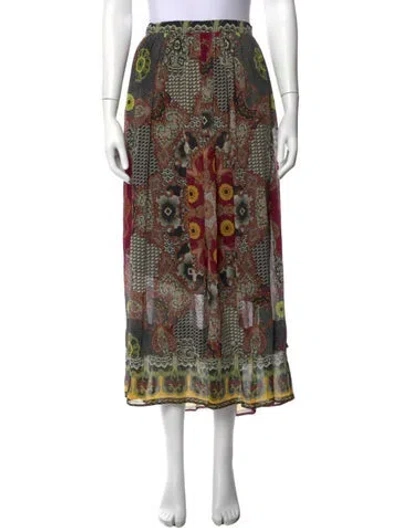 Pre-owned Etro Floral Print Midi Length Skirt In Green
