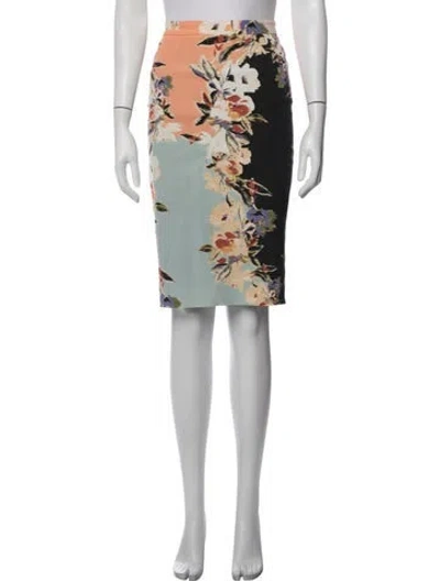 Pre-owned Etro Floral Print Midi Length Skirt In Orange