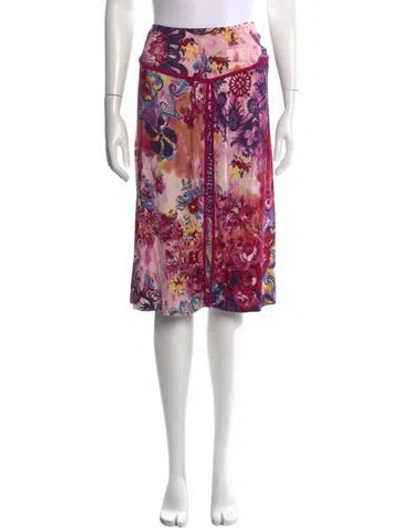 Pre-owned Etro Floral Print Midi Length Skirt In Purple